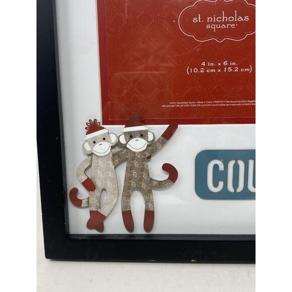 St Nicholas Square Sock Monkey Picture Frame Cousins Holds 4" x 6" Photo - Picture 2 of 8